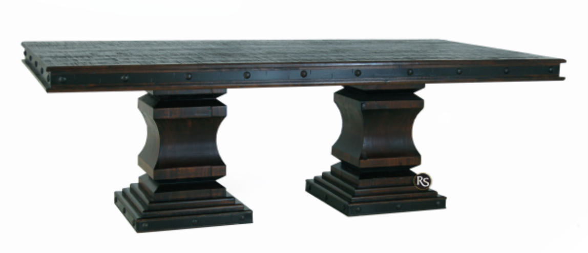 Grand Hacienda Pedestal 8 Ft Dinning Table-Old West Finish