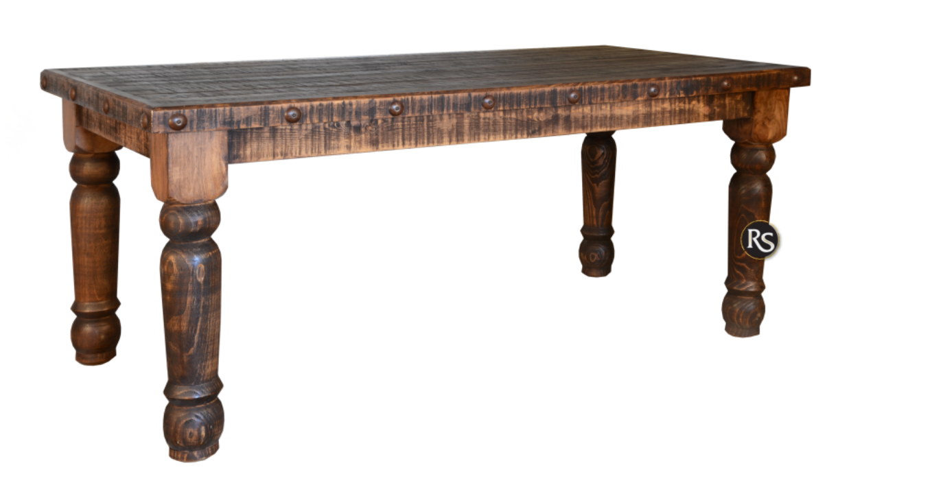 RUSTIC 8 FT DINING SET WITH 5 CHAIRS AND 1 WOODEN BENCH