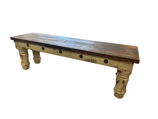 Santa Rita Rustic Bench-Oldie White Finish