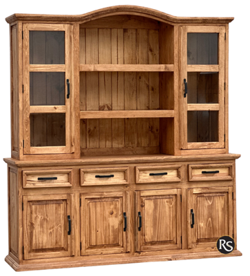 Laredo Tradicional 4 Door Hutch &amp; Molding Side Board-Medium Finish
