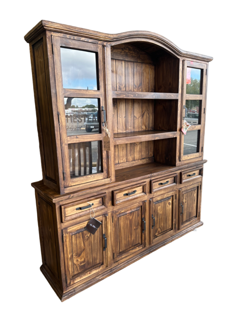 Laredo Tradicional 4 Door Hutch &amp; Molding Side Board-Dark Finish