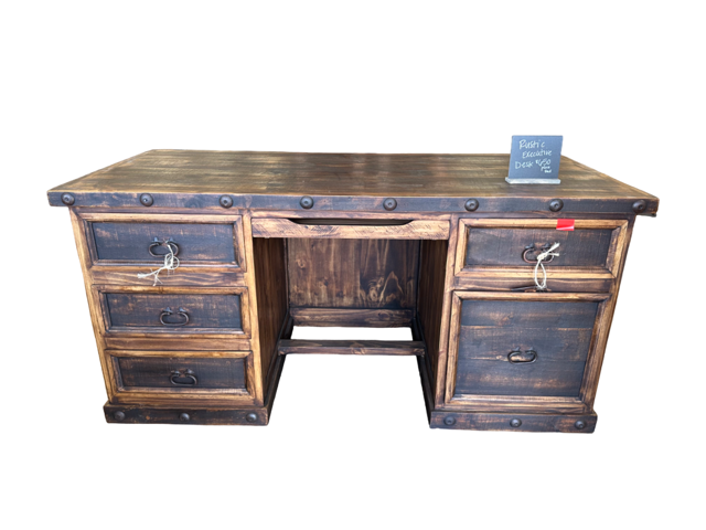 Rustic Executive Desk-Dark Finish