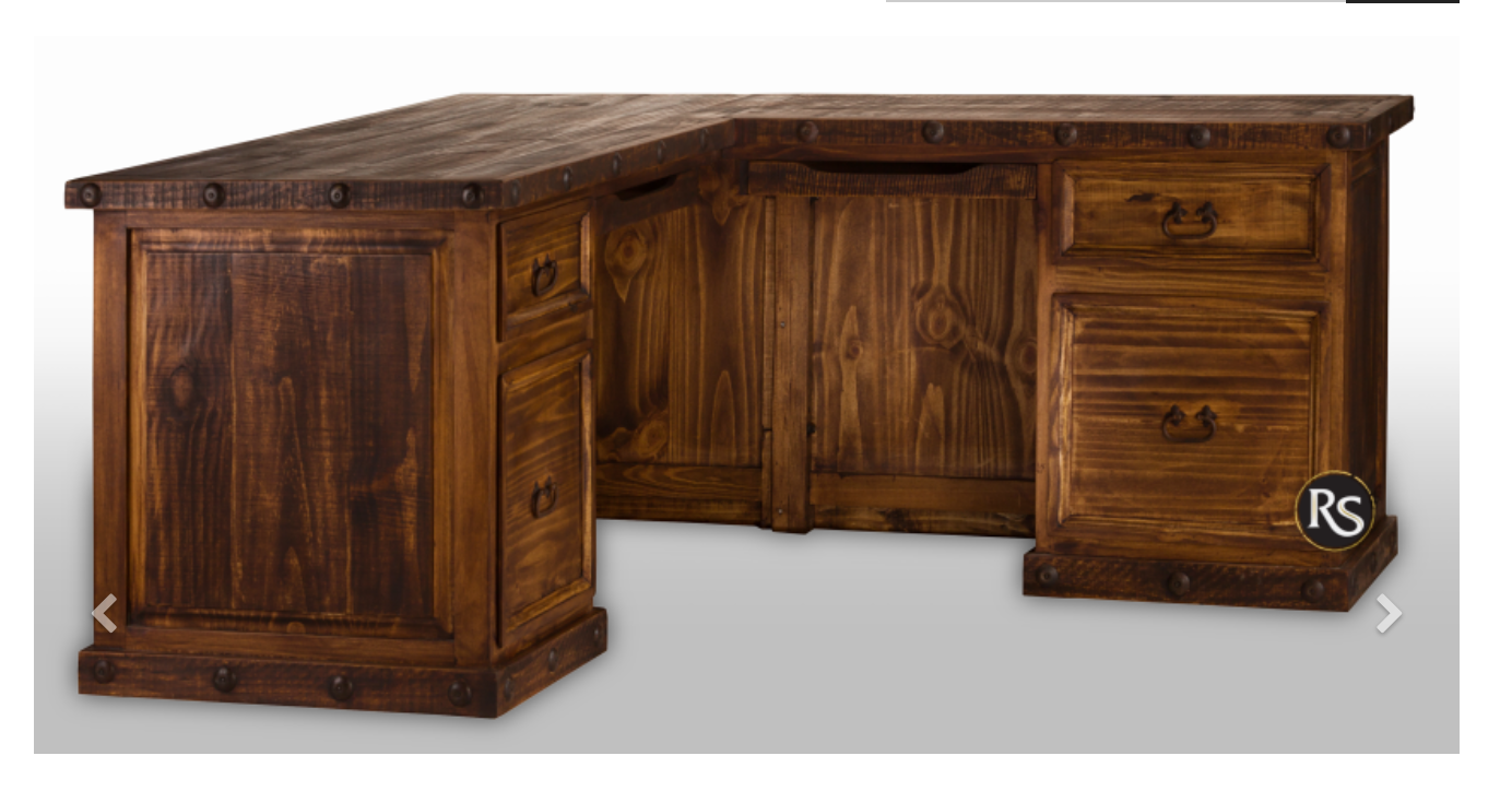 Rustic Taos Desk Right Return-Dark Finish