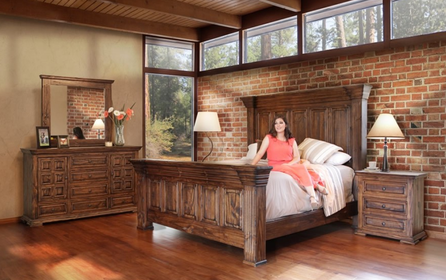 1020 Terra Queen Size Bed in Dark Walnut Finish