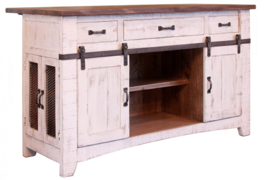 Pueblo Kitchen Island in White Finish