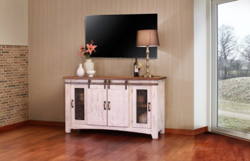60&#39;&#39; Pueblo TV Stand in the White Finish