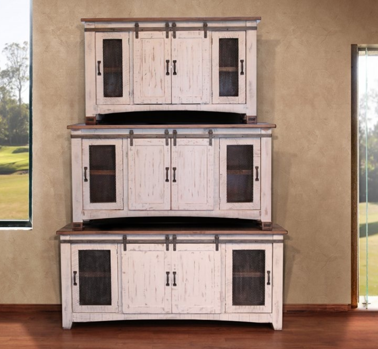 60&#39;&#39; Pueblo TV Stand in the White Finish