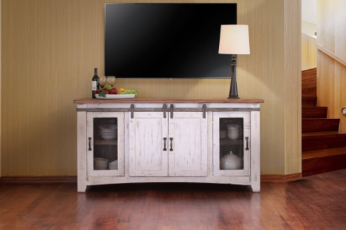 60&#39;&#39; Pueblo TV Stand in the White Finish