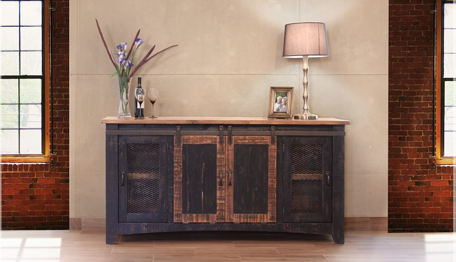 60&#39;&#39; Pueblo TV Stand in the Black Finish
