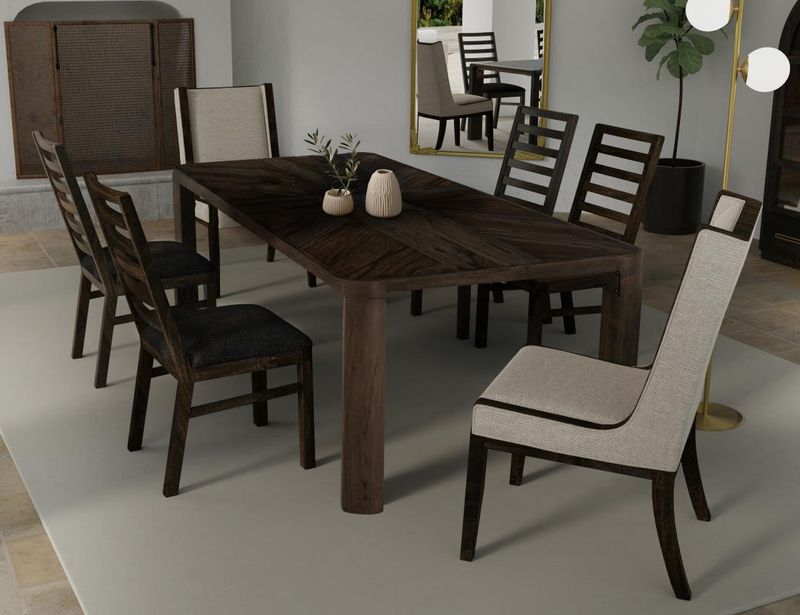 BALAM DINING TABLE WITH 4 WOODEN CHAIRS &amp; 2 UPHOLSTERED CHAIRS