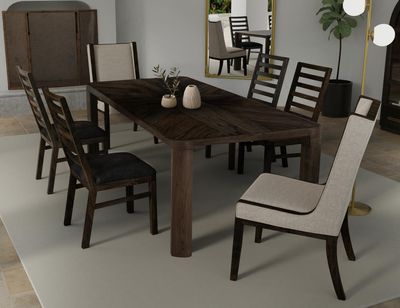 BALAM DINING TABLE WITH 4 WOODEN CHAIRS &amp; 2 UPHOLSTERED CHAIRS