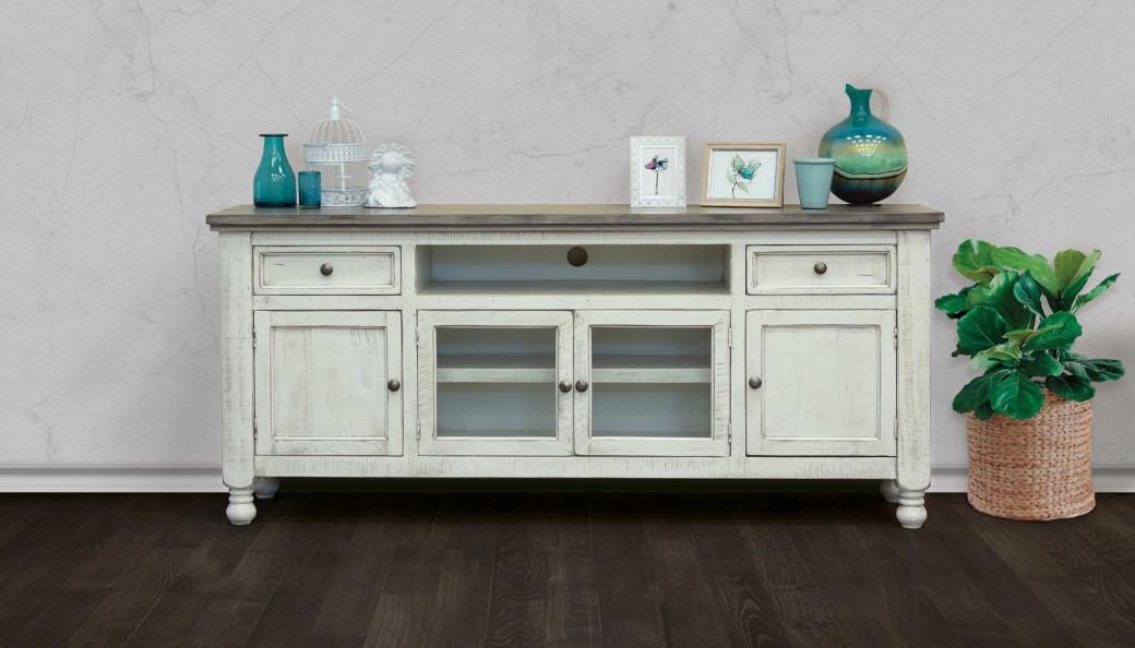 STONE 2 DRAWER 4 DOORS 80&#39;&#39; TV STAND