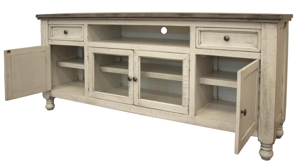 STONE 2 DRAWER 4 DOORS 80&#39;&#39; TV STAND