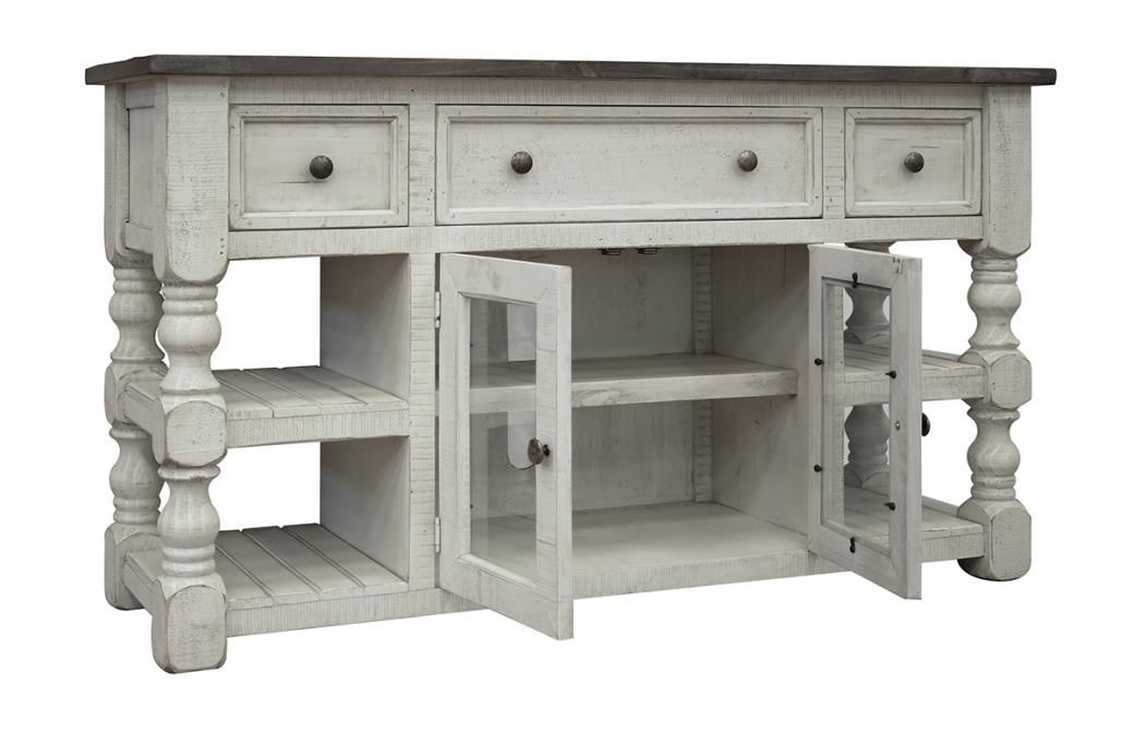 STONE 3 DRAWER 2 GLASS DOOR 60&#39;&#39; TV STAND