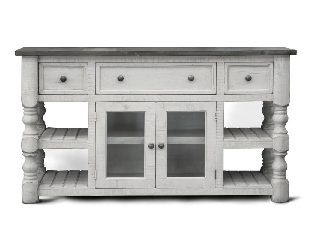 STONE 3 DRAWER 2 GLASS DOOR 60&#39;&#39; TV STAND