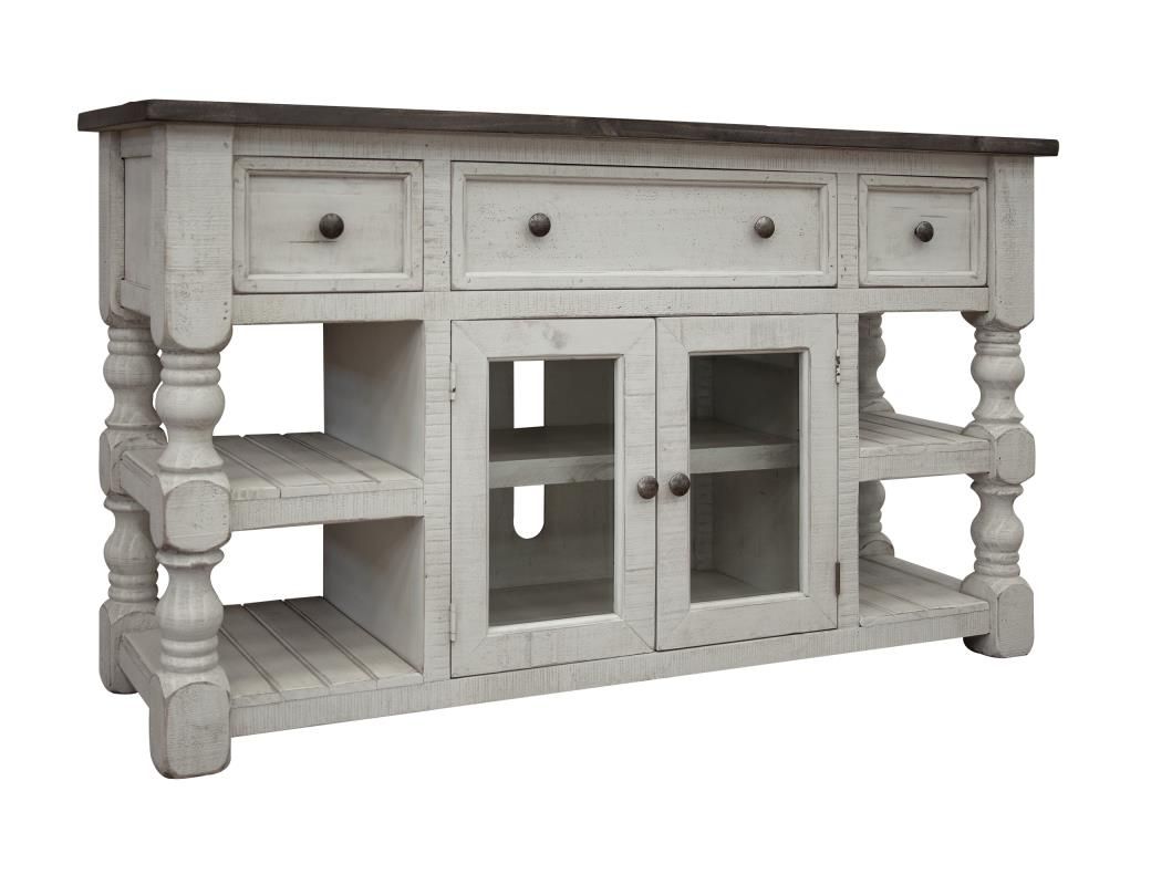 STONE 3 DRAWER 2 GLASS DOOR 60&#39;&#39; TV STAND