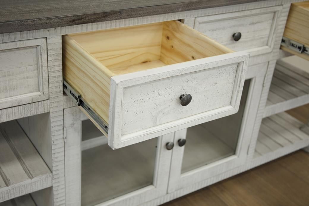 STONE 3 DRAWER 2 GLASS DOOR 70&#39;&#39; TV STAND