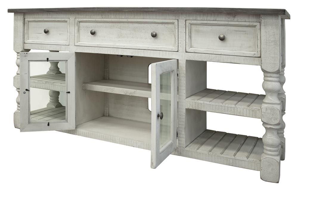 STONE 3 DRAWER 2 GLASS DOOR 70&#39;&#39; TV STAND