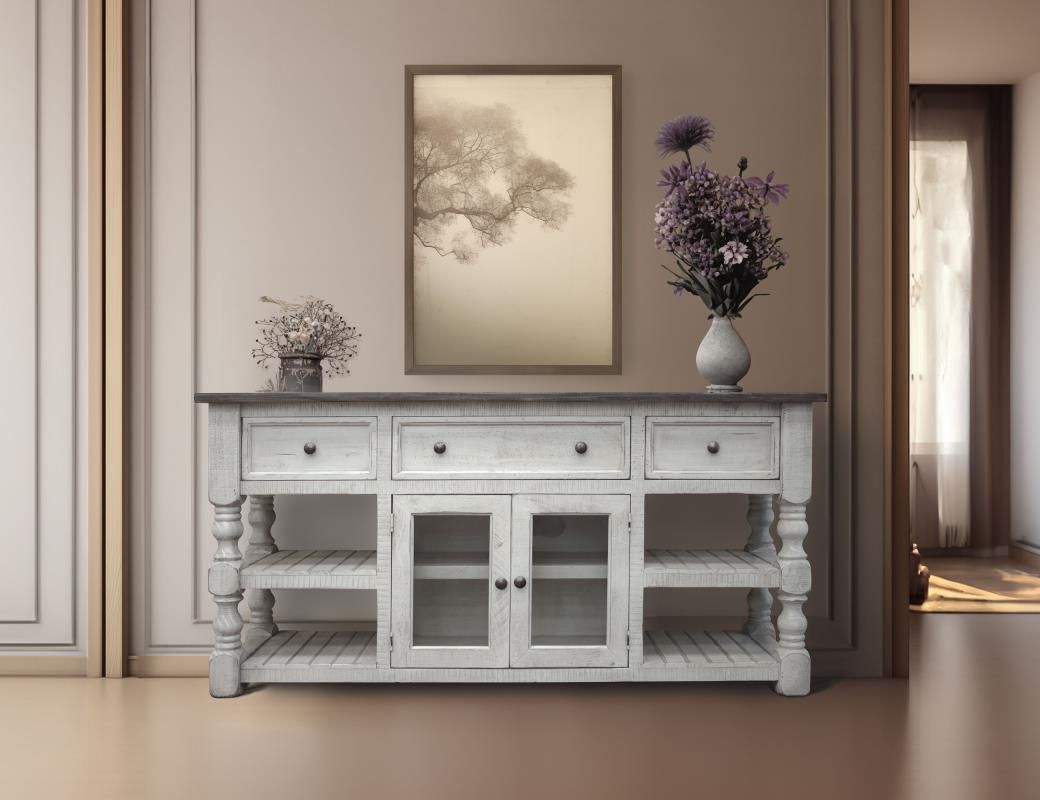 STONE 3 DRAWER 2 GLASS DOOR 70&#39;&#39; TV STAND