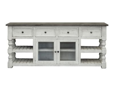 STONE 4 DRAWER 2 GLASS DOOR 80&#39;&#39; TV STAND