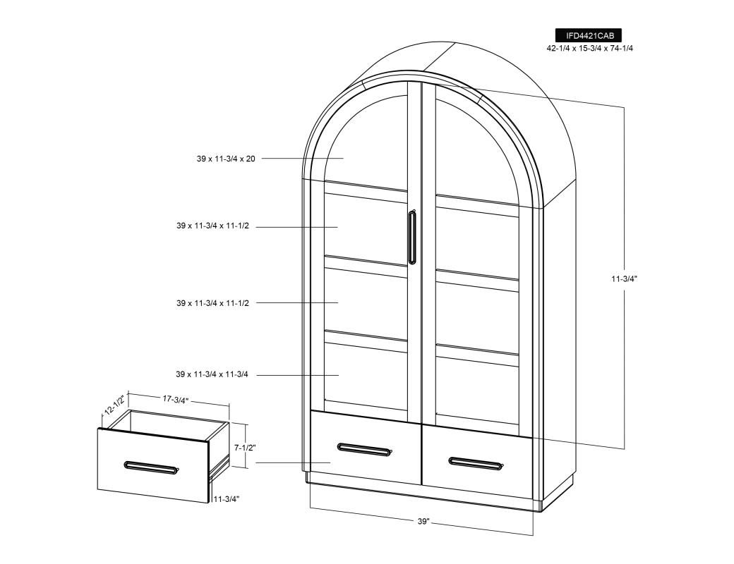 BALAM 2 DRAWER &amp; 2 GLASS DOORS