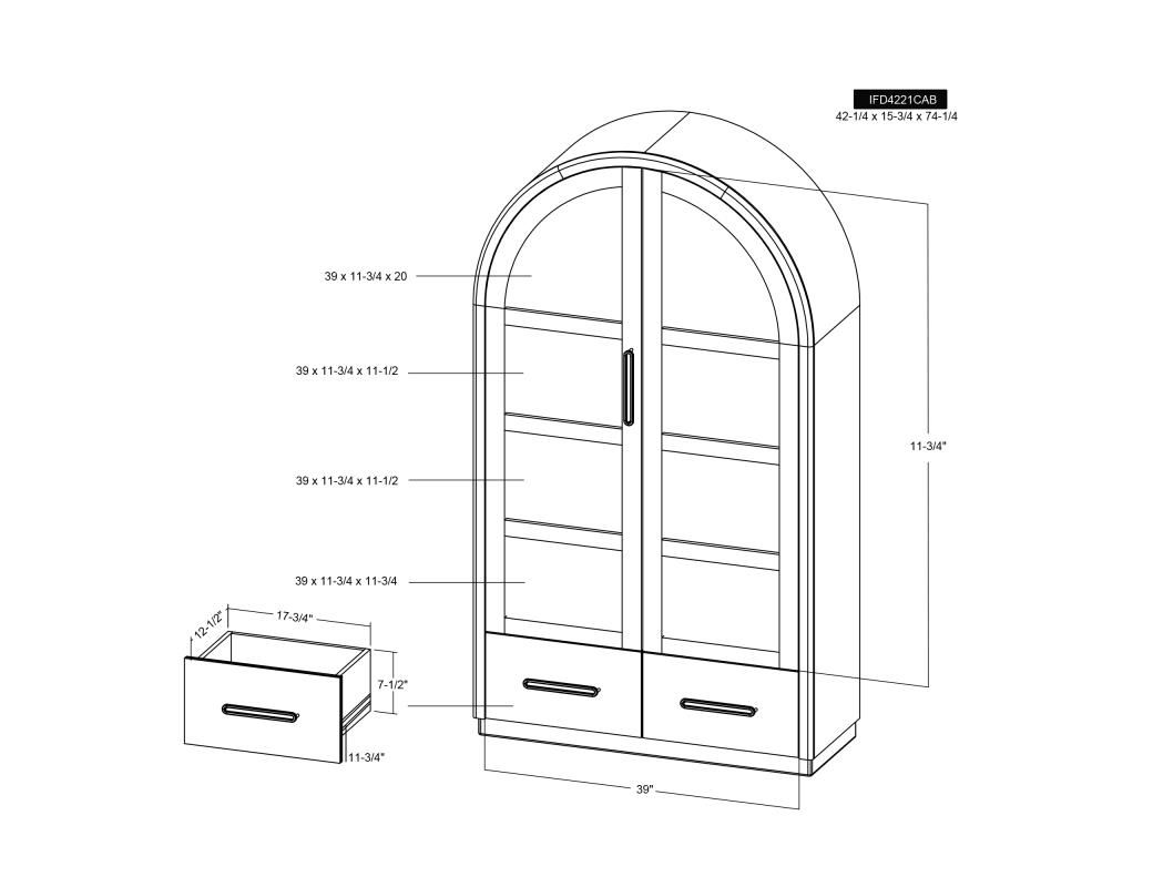 BALAM 2 DRAWER &amp; 2 GLASS DOORS