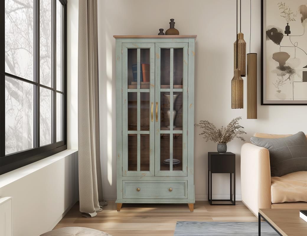 TOSCANA 1 DRAWER 2 GLASS DOORS CABINET