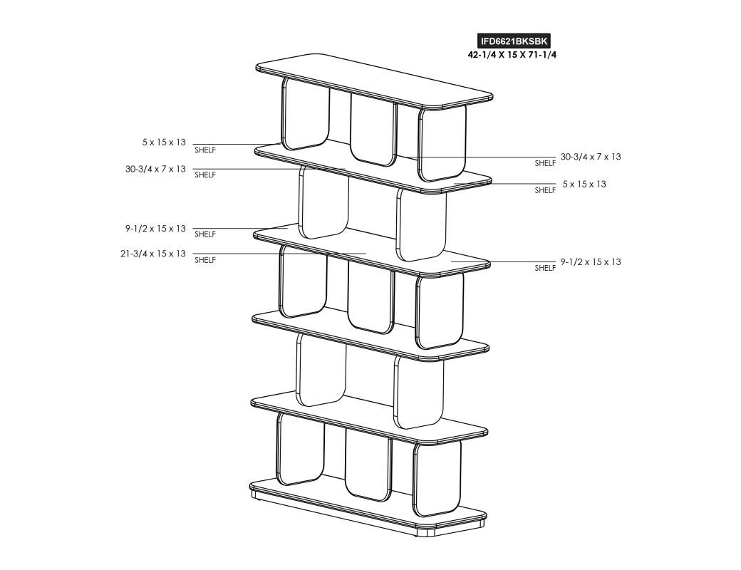 MEZQUITE 5 SHELVES BOOKCASE