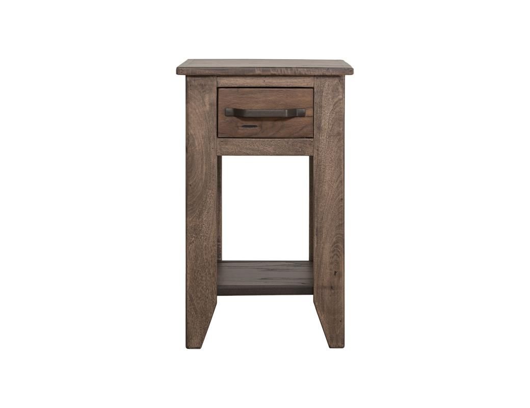 NATURAL TECA 1 DRAWER 1 SHELF CHAIRSIDE TABLE