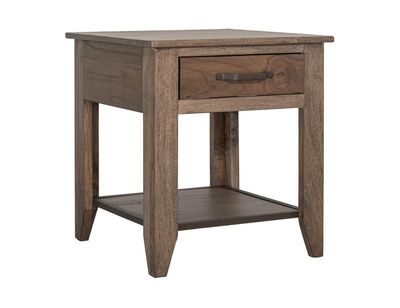 NATURAL TECA 1 DRAWER 1 SHELF END TABLE
