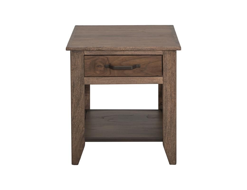 NATURAL TECA 1 DRAWER 1 SHELF END TABLE