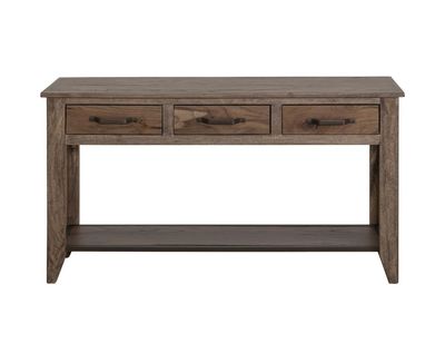 NATURAL TECA 3 DRAWER 1 SHELF SOFA TABLE