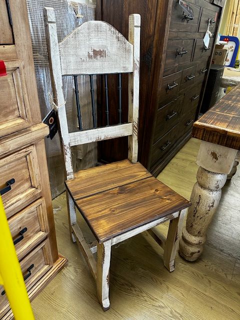 RUSTIC 8 FT DINING SET WITH 4 CHAIRS AND 1 WOODEN BENCH