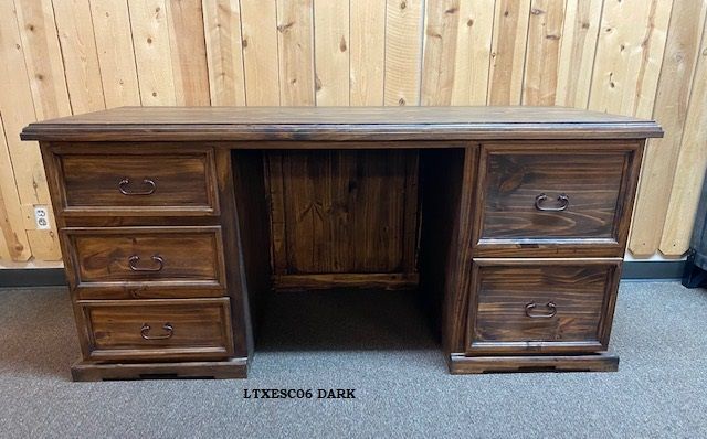 EXECUTIVE DESK WITH CARVED STAR MEDIUM FINISH