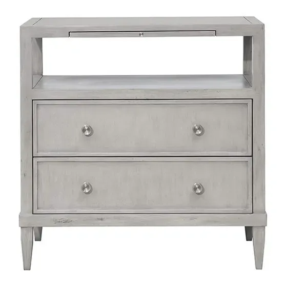 Hickory White Bedside Table in Grey Breeze Finish