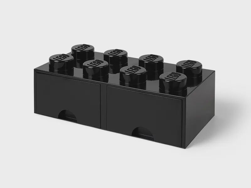 LEGO opbergsteen/lade met 8 noppen Zwart