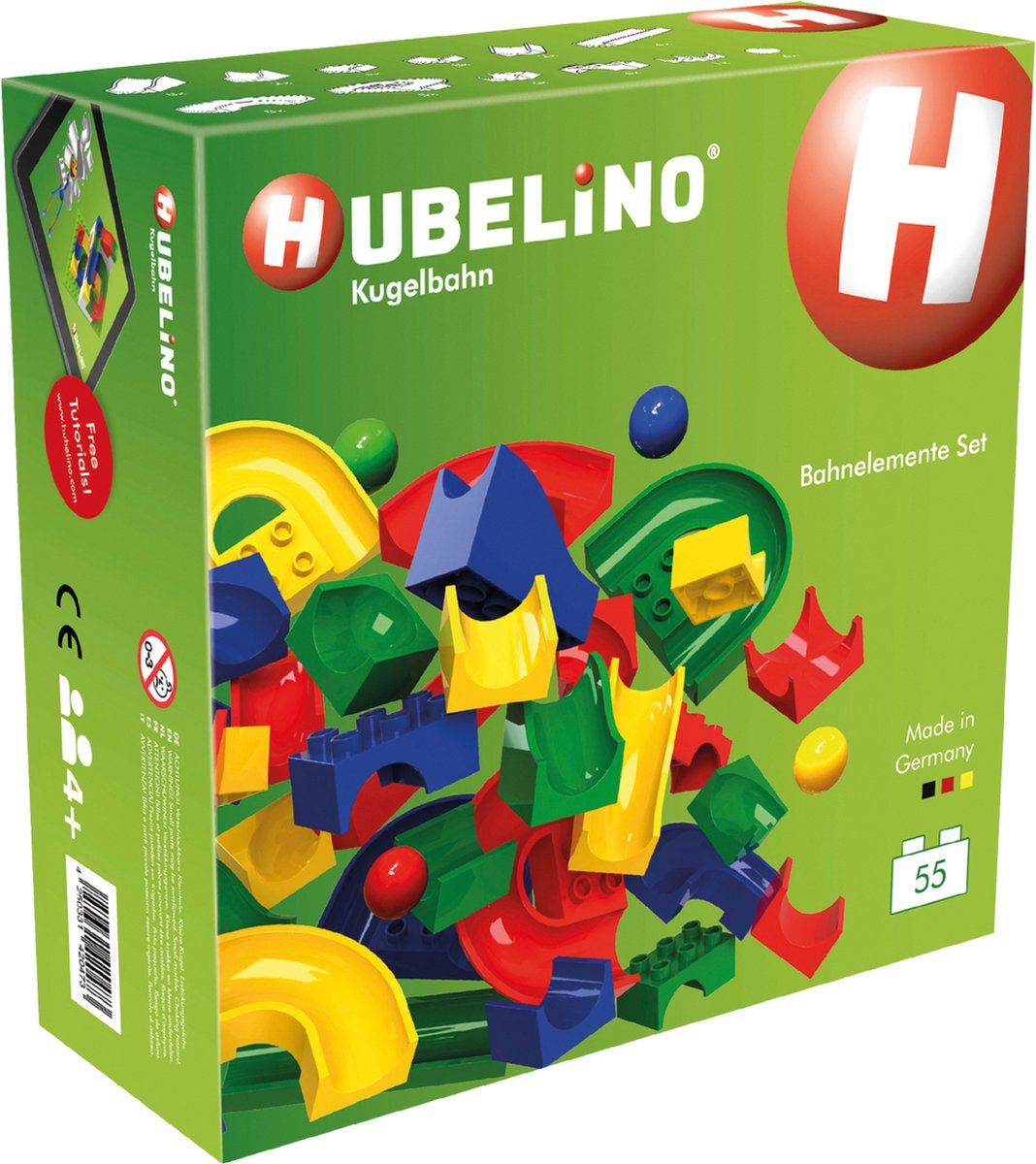 HUBELINO Knikkerbaan Elementenset 55 stuks