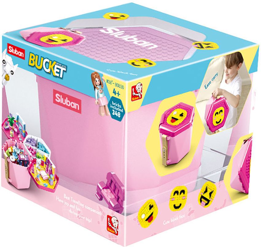 Sluban Kiddy Bricks Roze Emmer met Bouwblokjes M38-B0830