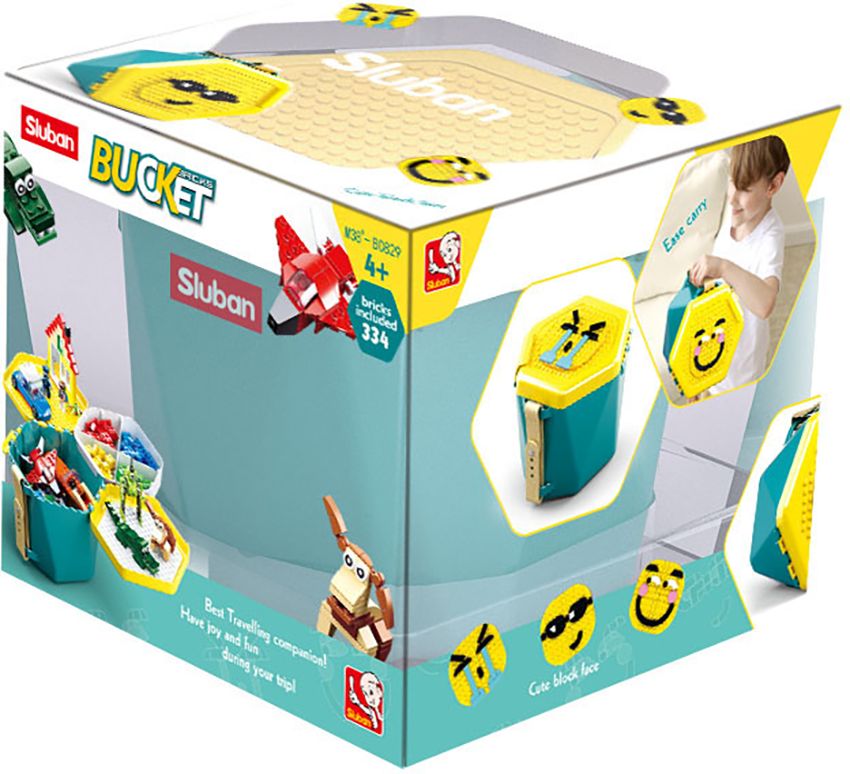Sluban Kiddy Bricks Groene Emmer met Bouwblokjes M38-B0829
