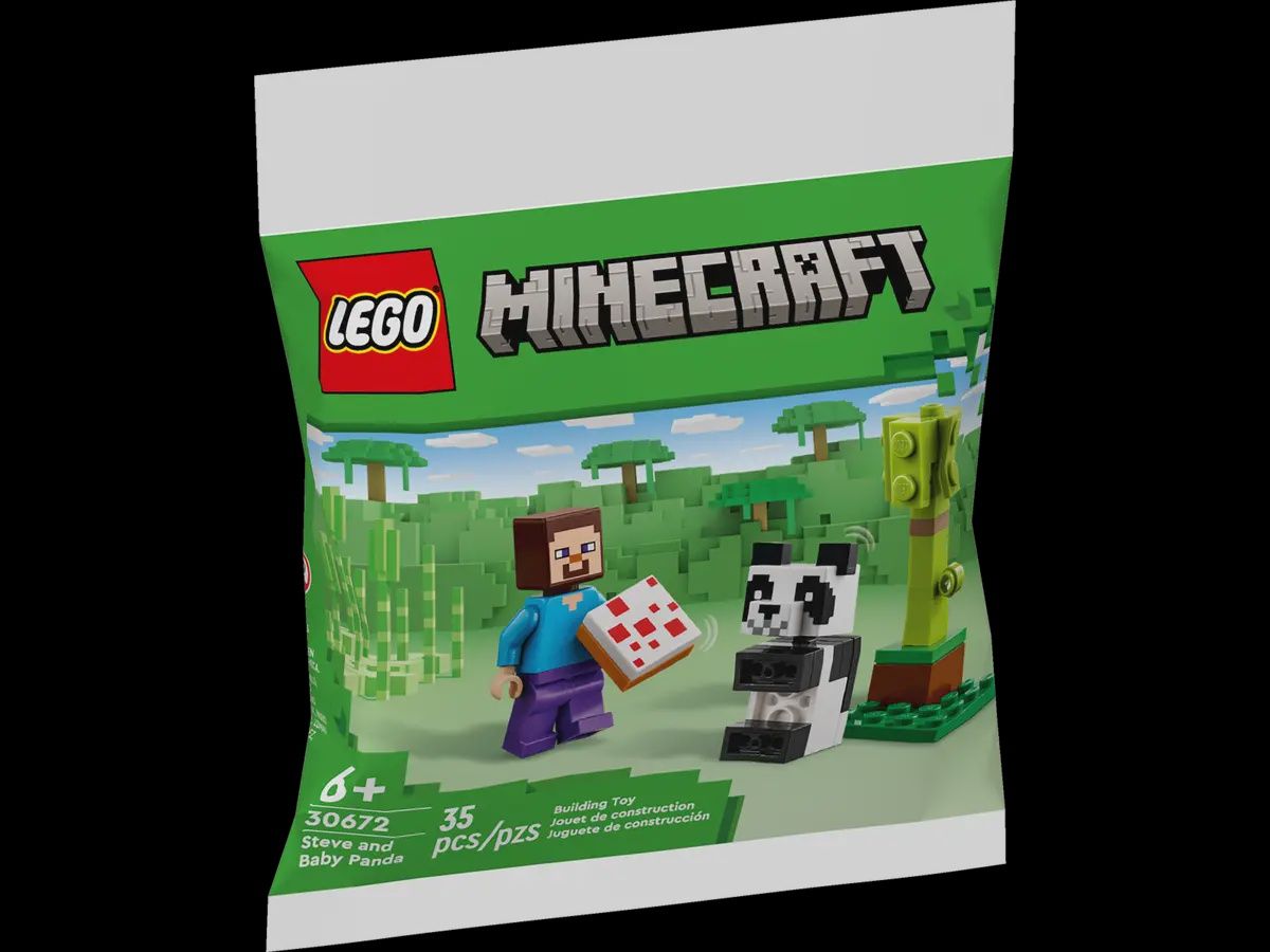 LEGO Minecraft Steve en babypanda &amp; Kiki&#39;s kokosnotenaanval (Polybag) 30672