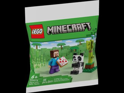 LEGO Minecraft Steve en babypanda &amp; Kiki&#39;s kokosnotenaanval (Polybag) 30672