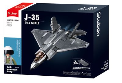 Sluban - Model Bricks J-35S Stealth Aircraft Metal Coating Version M38-B1186