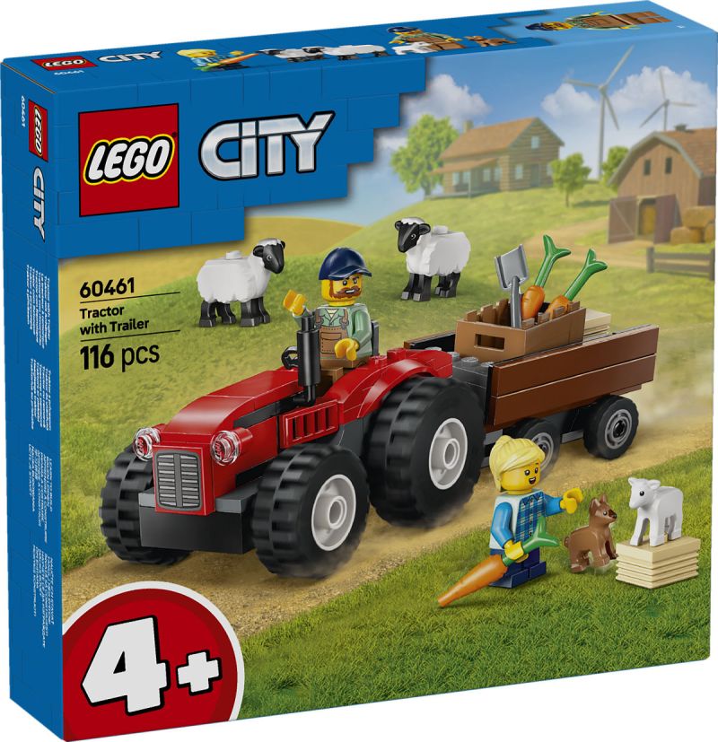 LEGO City Voertuigen Rode tractor met aanhanger en schapen 60461