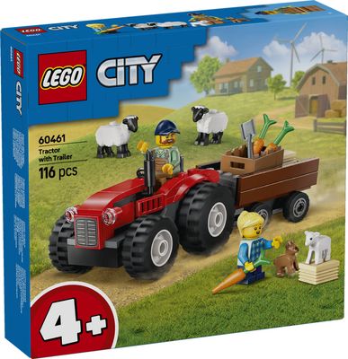 LEGO City Voertuigen Rode tractor met aanhanger en schapen 60461