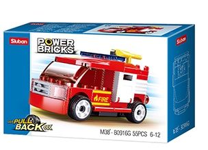 Sluban Power Bricks Pull-Back Fire Truck M38-B0916G