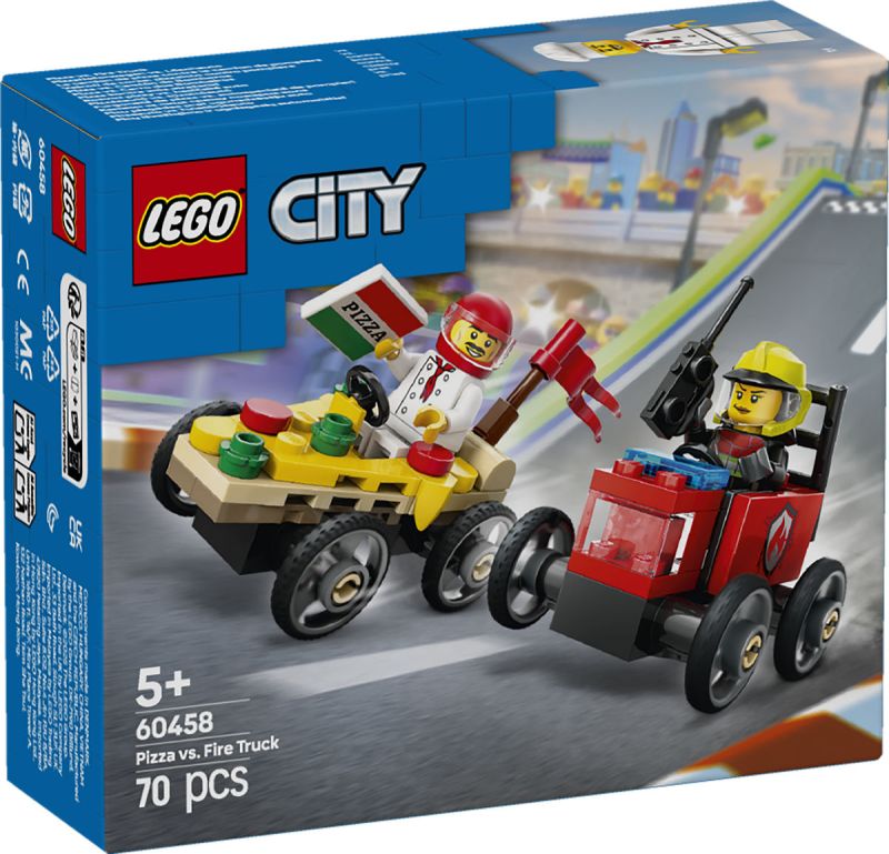 LEGO City Voertuigen Racepakket: Pizzawagen vs. Brandweer 60458