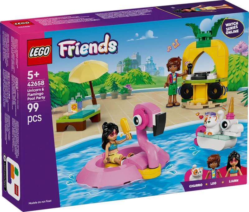 LEGO Friends Zwembadfeestje met flamingo en eenhoorn 42658