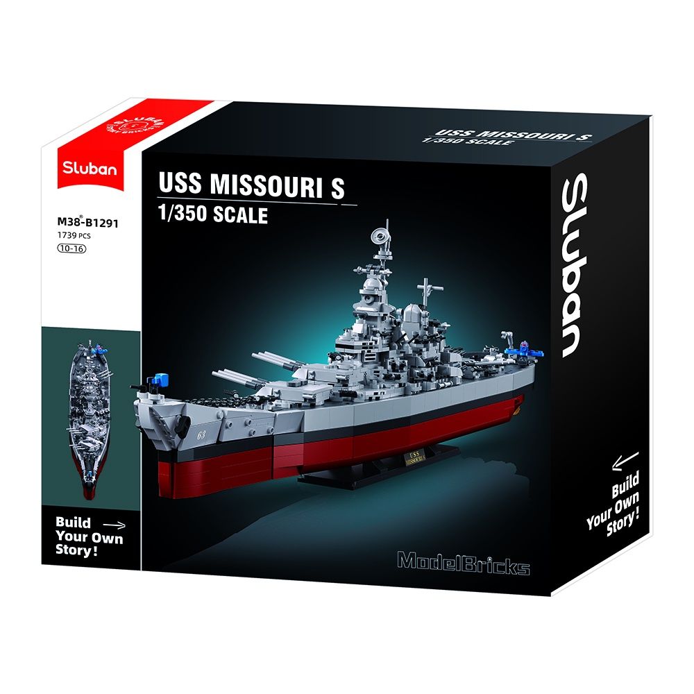 Sluban Model brick battleship USS Missouri 1/350 M38-B1291