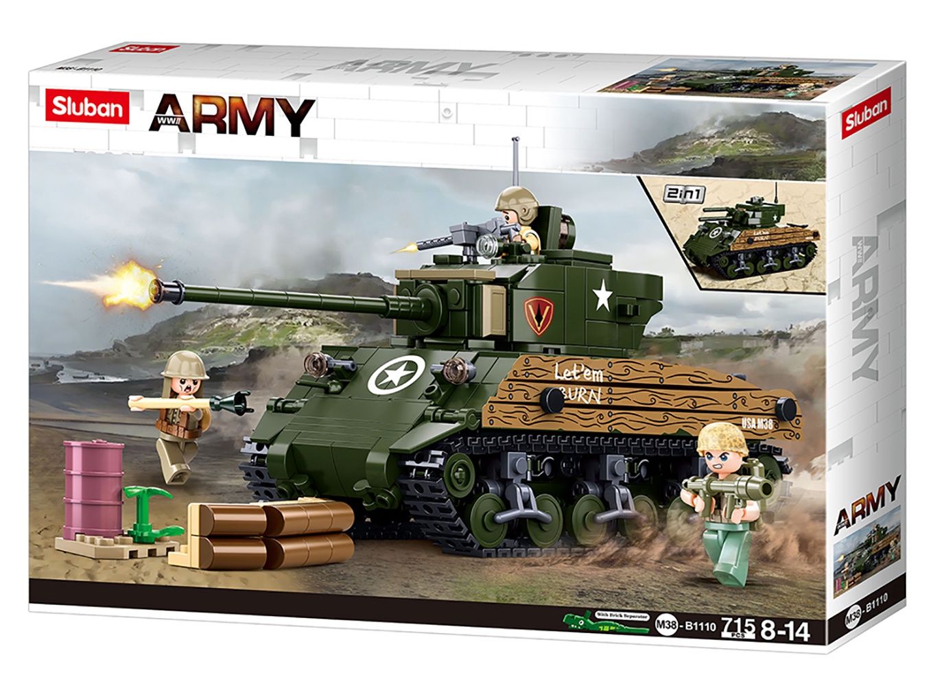 Sluban Army M4A3(76W) Middel Tank M38-B1110