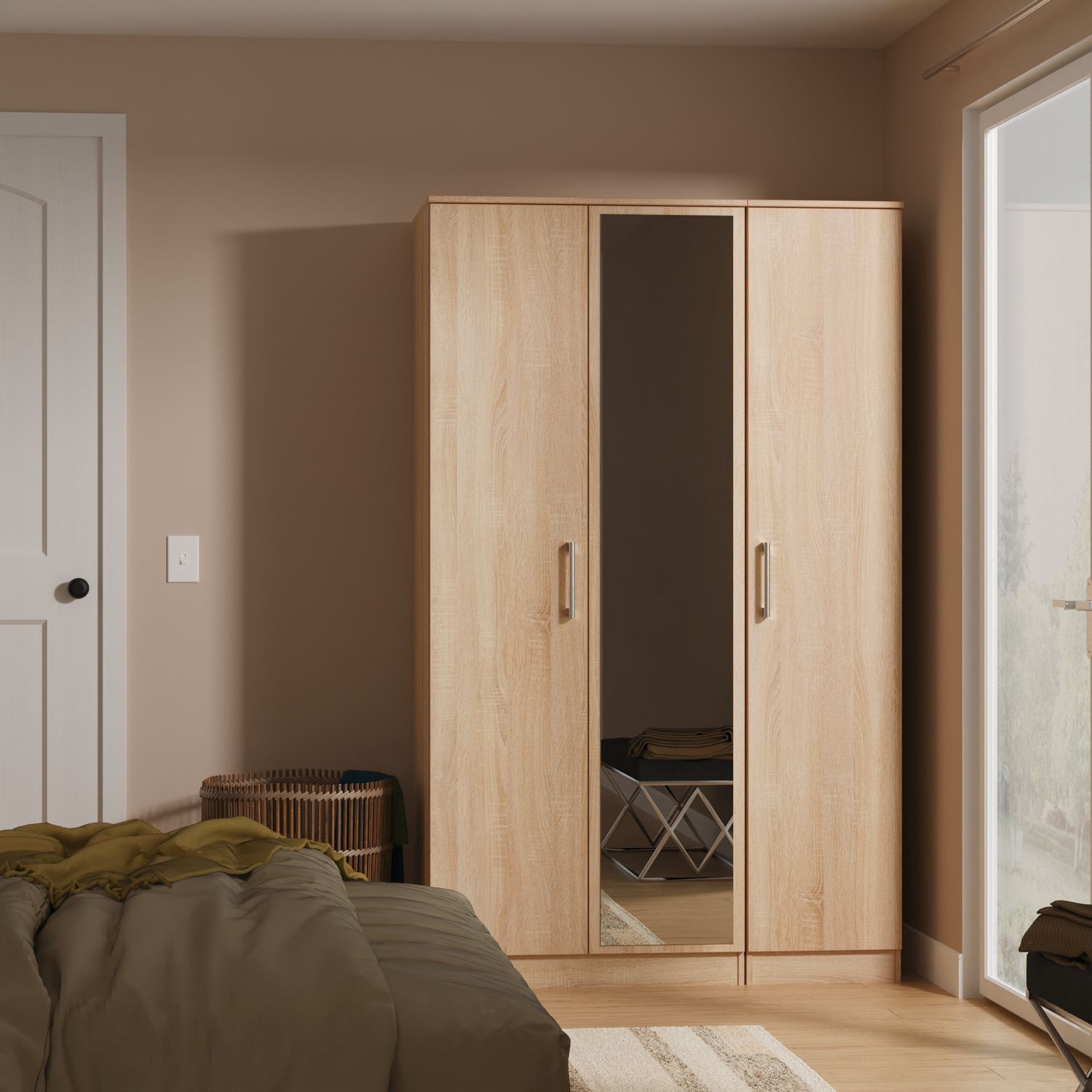 Diglis 3 Door Mirrored Wardrobe
